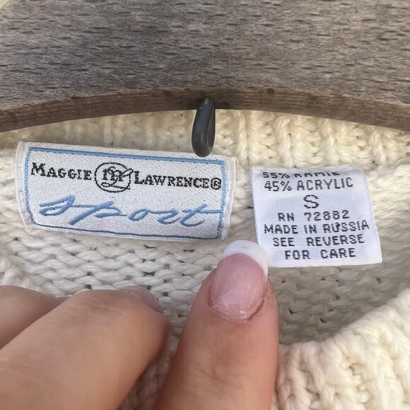 Vintage 90s Maggie Lawrence art deco argyle knit granny sweater SMALL - Picture 4 of 5